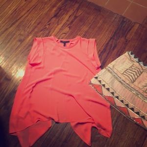 BCBG Open Vent back Stunning Deep Coral top